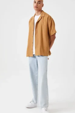 Seersucker Drop-Sleeve Shirt