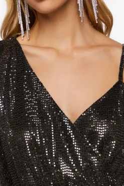 Sequin Asymmetrical Mini Dress