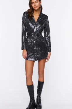 Sequin Belted Blazer Mini Dress