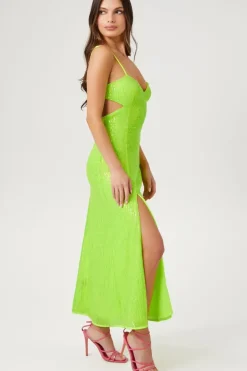 Sequin Cutout Cami Midi Dress