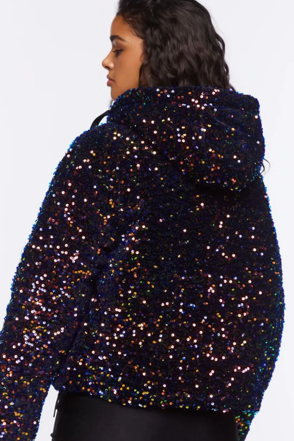 Sequin Hood Puffer Jacket