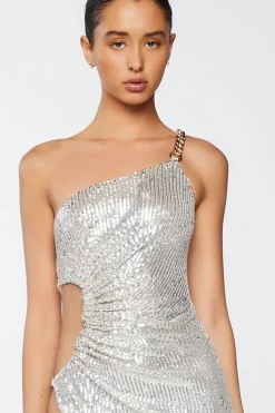Sequin One-Shoulder Gown