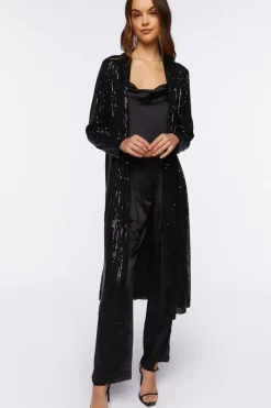 Sequin Open-Front Kimono