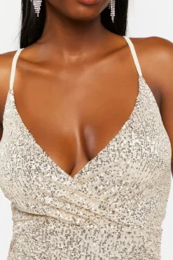 Sequin Surplice Maxi Dress