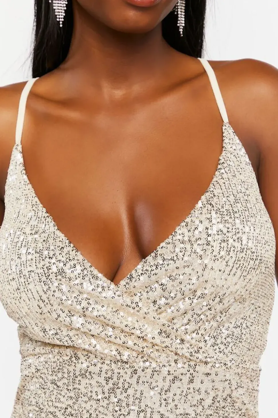 Sequin Surplice Maxi Dress