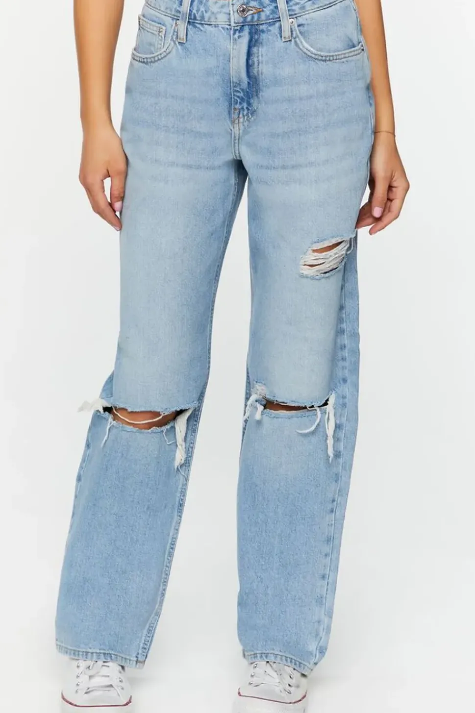 90S-Fit Destroyed High-Rise Jeans