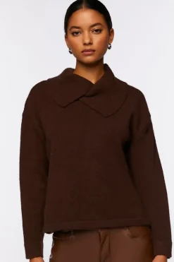 Shawl-Collar Drop-Sleeve Sweater