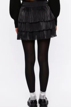 Sheeny Tiered Mini Skirt