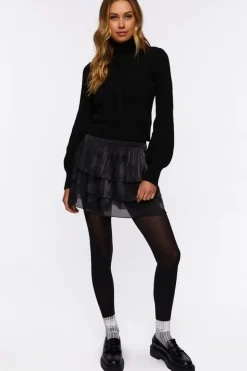 Sheeny Tiered Mini Skirt