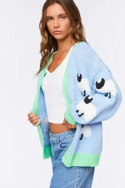 Sheep Embroidered Cardigan Sweater