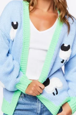 Sheep Embroidered Cardigan Sweater