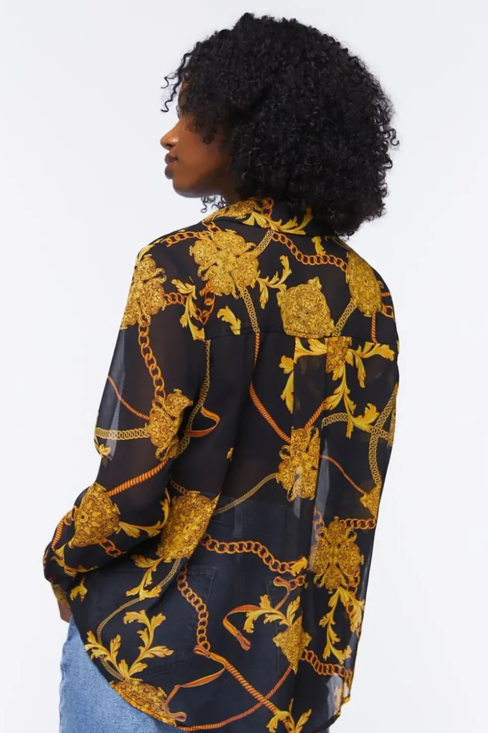 Sheer Baroque Button-Front Shirt