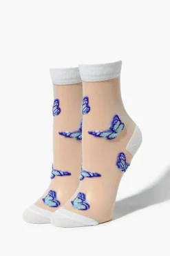 Sheer Butterfly Crew Socks