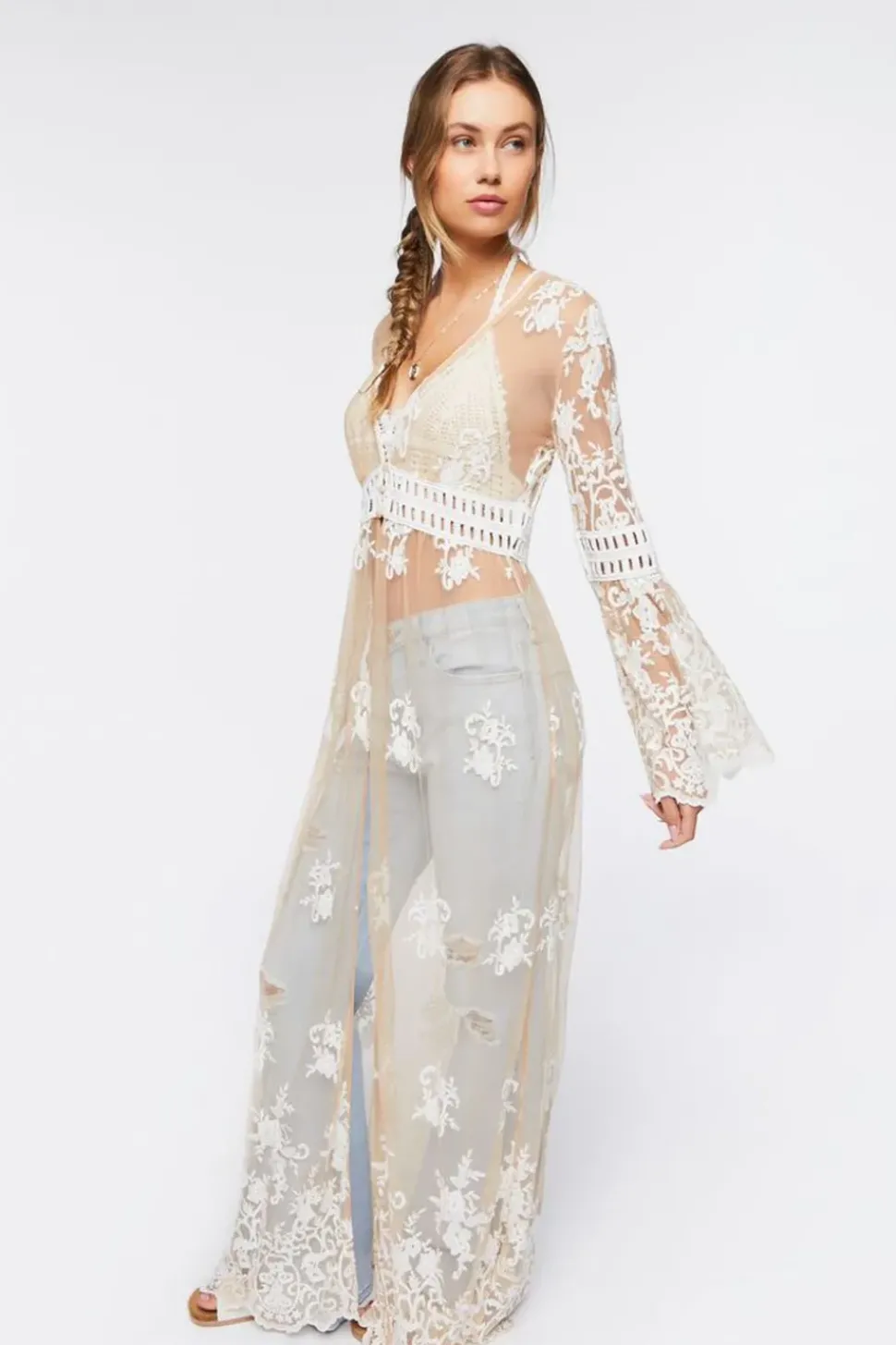 Sheer Crochet Lace Kimono