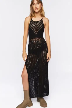 Sheer Crochet Midi Dress