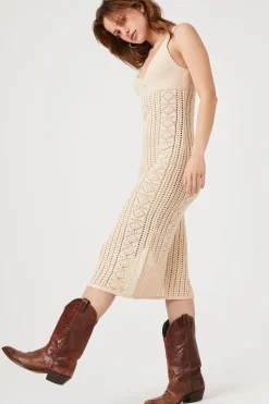 Sheer Crochet Midi Dress