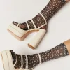 Sheer Ditsy Floral Print Crew Socks