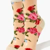 Sheer Floral Crew Socks