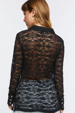 Sheer Floral Lace Shirt