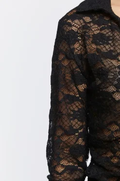 Sheer Floral Lace Shirt