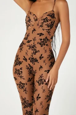 Sheer Floral Mesh Jumpsuit