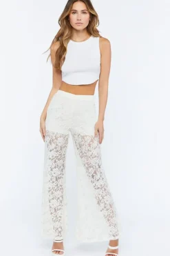 Sheer Lace Flare Pants