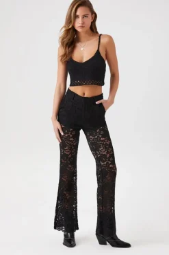 Sheer Lace Flare Pants