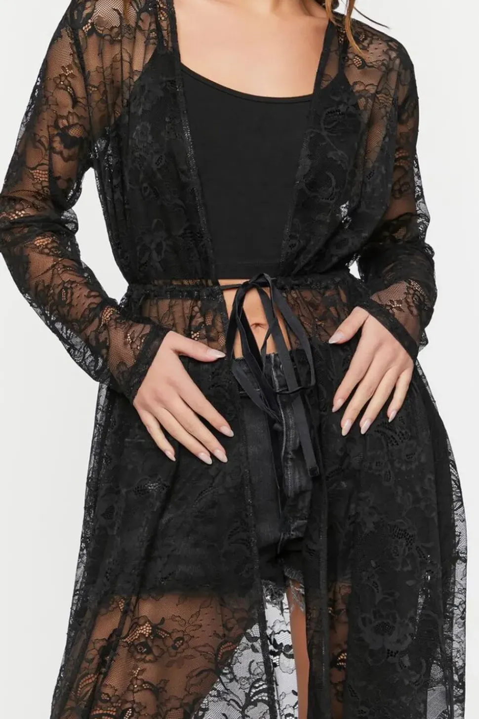 Sheer Lace Longline Jacket