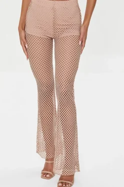 Sheer Mesh High-Rise Flare Pants
