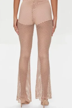 Sheer Mesh High-Rise Flare Pants