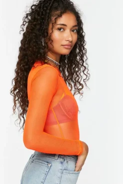 Sheer Mesh Long-Sleeve Bodysuit