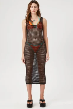 Sheer Netted Mesh Midi Dress