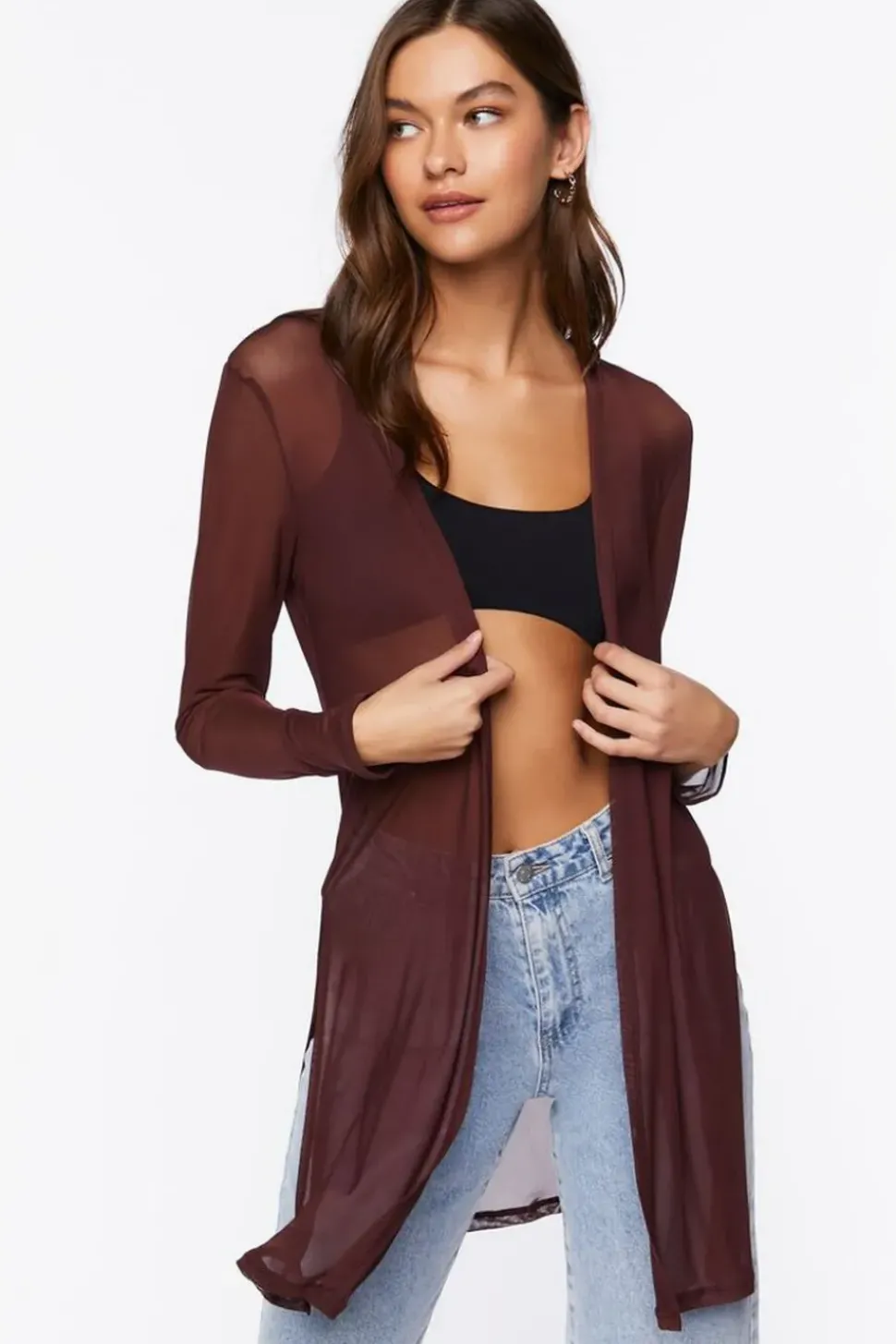 Sheer Open-Front Kimono