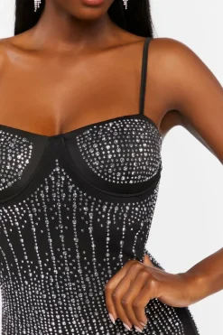 Sheer Rhinestone Midi Dress