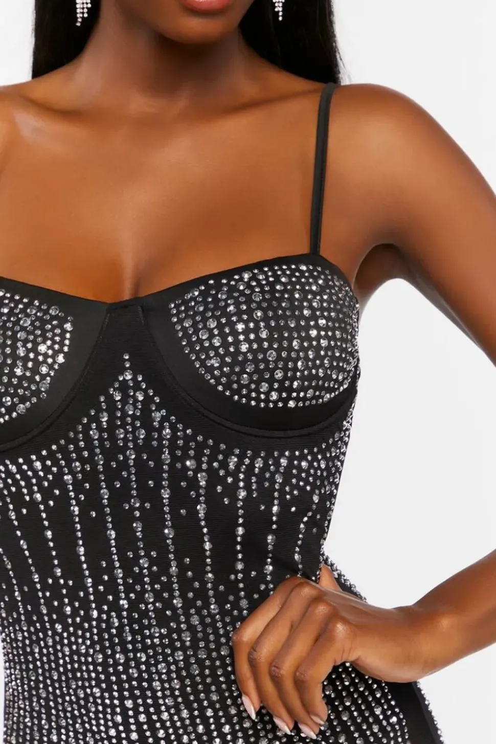 Sheer Rhinestone Midi Dress