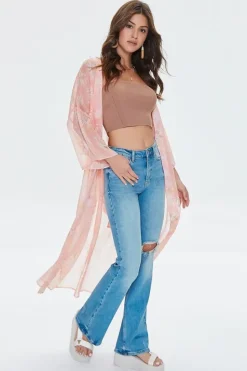 Sheer Seashell Print Kimono