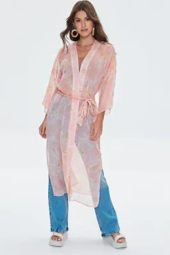 Sheer Seashell Print Kimono