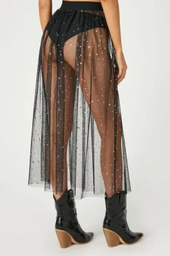 Sheer Sequin Midi Skirt