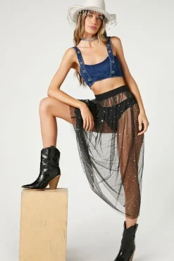 Sheer Sequin Midi Skirt