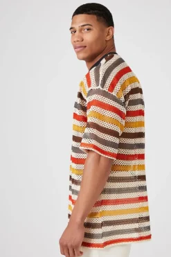 Sheer Striped Mesh Netted Tee