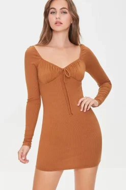 Shirred Long Sleeve Mini Dress