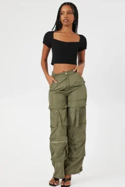 Short-Sleeve Sweater-Knit Crop Top