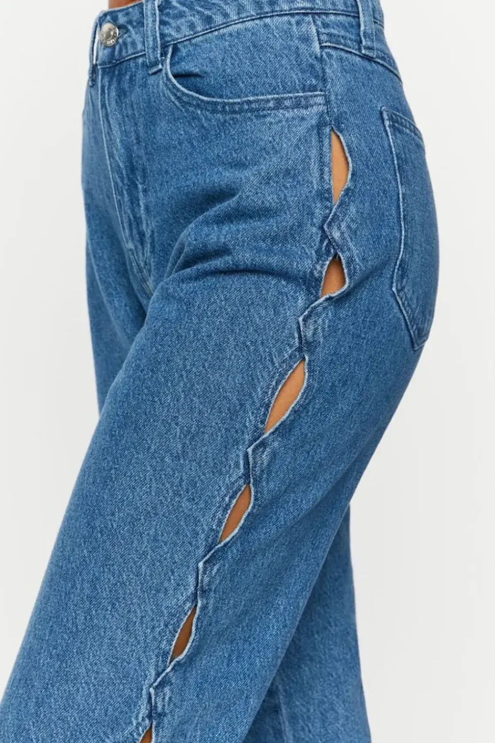 Side-Cutout Straight-Leg Jeans