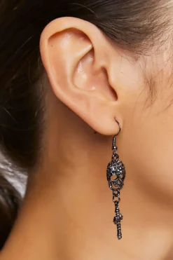 Skull & Cross Pendant Drop Earrings