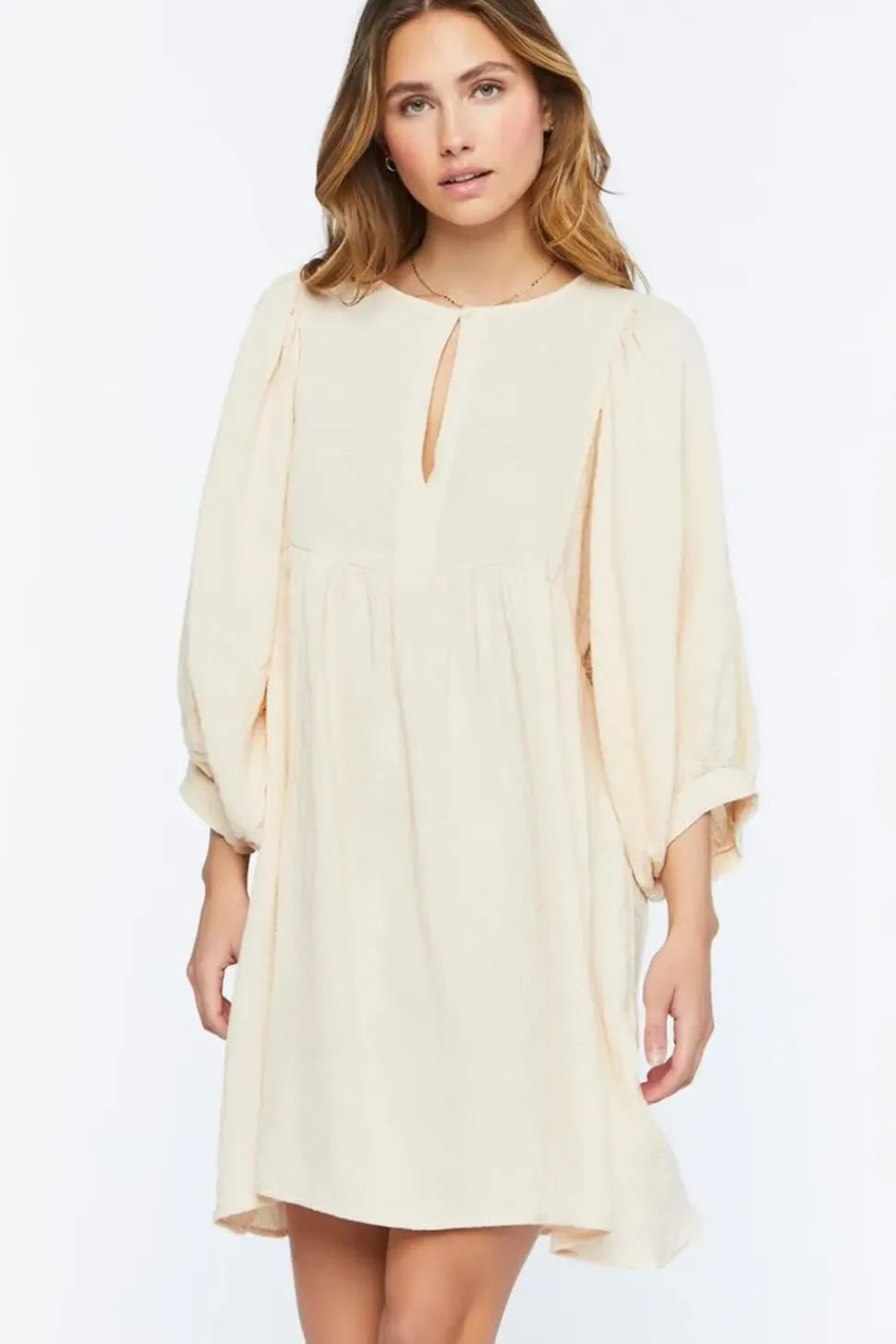 3/4 Sleeve Keyhole Babydoll Dress