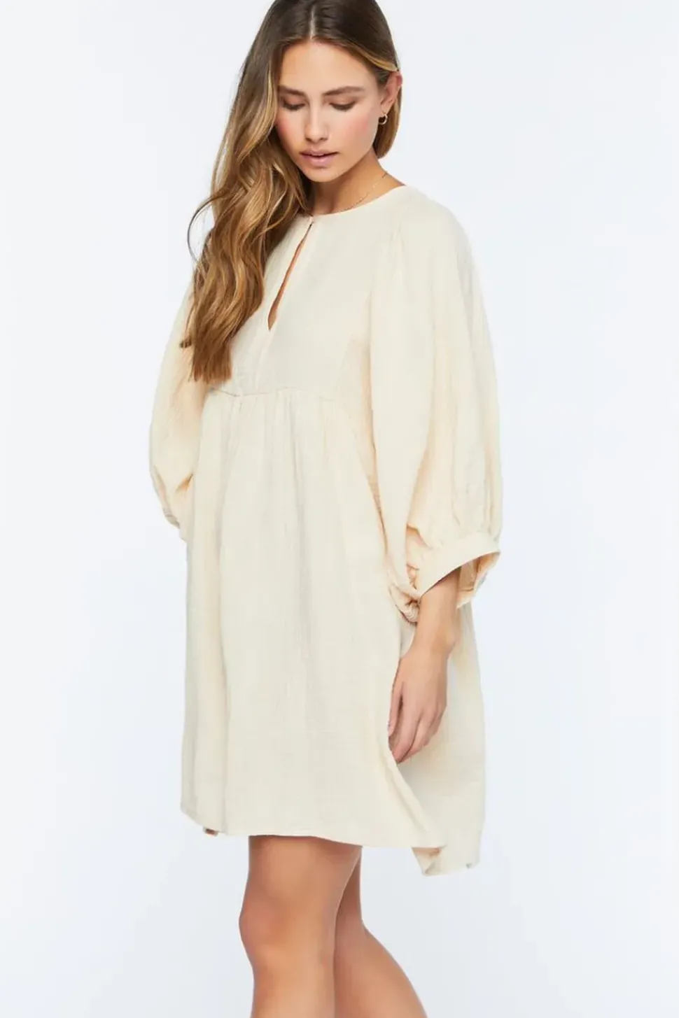3/4 Sleeve Keyhole Babydoll Dress