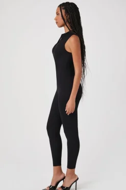 Sleeveless Half-Zip Fitted Jumpsuit
