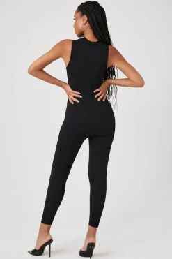 Sleeveless Half-Zip Fitted Jumpsuit
