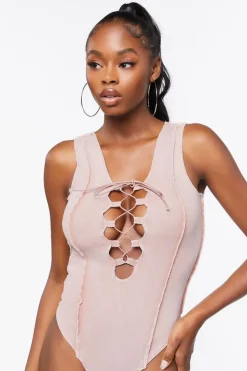 Sleeveless Lace-Up Bodysuit