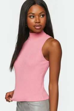Sleeveless Mock Neck Sweater-Knit Top